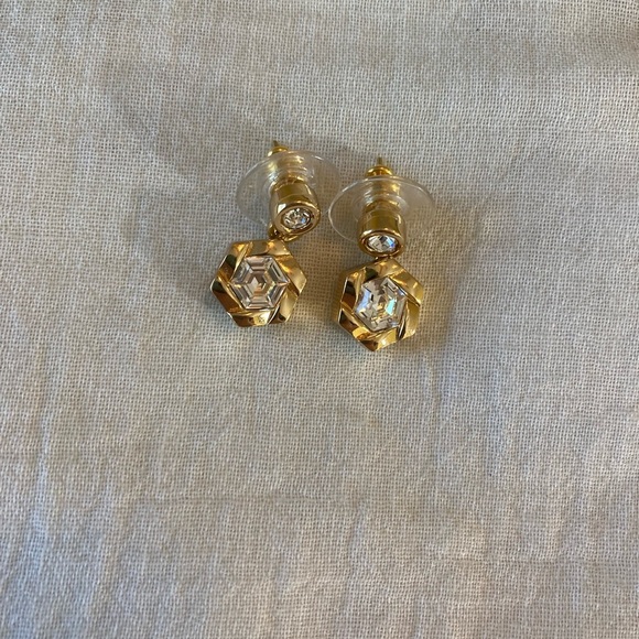 Dior Designer Earrings with Brilliant Stones Pierced Ears - Picture 7 of 7